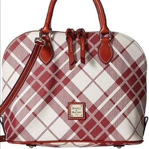 Dooney & Bourke Cranberry Plaid Harding Zip Bag